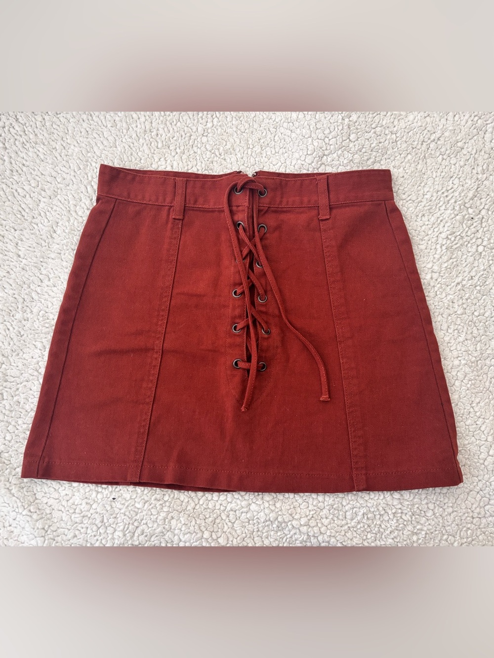 Forever 21 Rust Red Lace-Up Mini Skirt